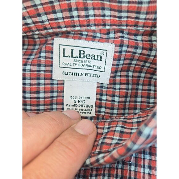 L.L. Bean Mens Small Shirt Slightly Fitted Red & Blue Plaid Button-Down - Picture 5 of 6